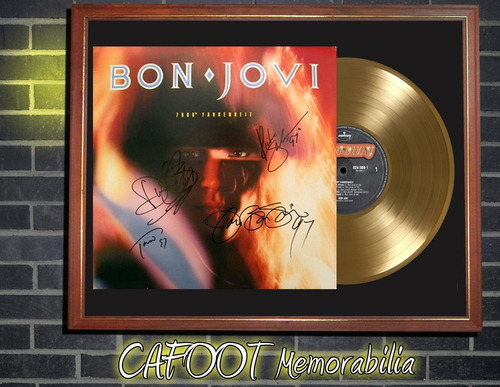 Bon Jovi 7800 Fahrenheit Lp Firmado Y Disco Oro Enmarcados