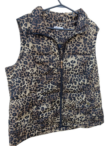 Chaleco Mujer Animal Print Abrigado Talle Xl Con Cierre 