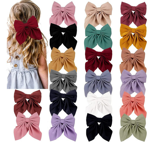 20 Pcs Large Ribbon Hair Clips Girls Hair Accessories Gifts