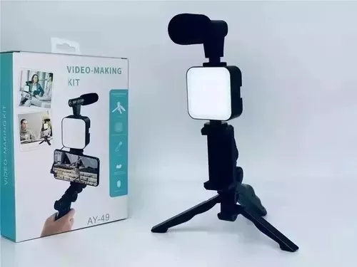 Kit Streaming Luz Led Iluminador Cámara Celular Micrófono