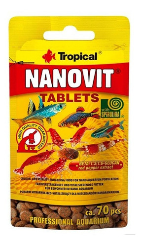 Tropical Alimento Nanovit Tabletas 10 Gramos Peces Pequeños Tropicales