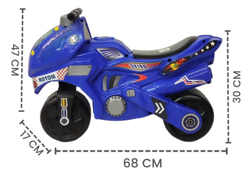 Montable Para Niños Moto Correpasillos, Largo 68 Cm Color Azul