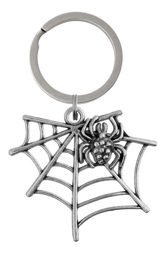 Llavero Araña Telaraña Dije Gótico Punk Terror Halloween Plateado