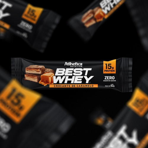 Barra De Proteina Best Whey Bar 12x62g Atlhetica Nutrition Sabor Crocante De Caramelo