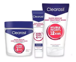 Clearasil Acne Rescate Rapido 4 Horas Kit Pads Cream Wash