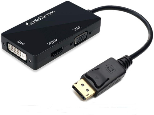 Adaptador Displayport A Hdmi Vga Dvi Cabledeconn Hub 3 En 1