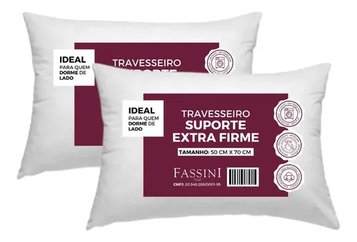 Kit 2 Travesseiro Antialérgico 50x70 Extra Firme  Branco