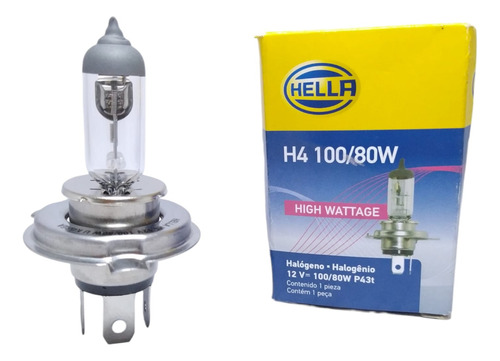 Foco Hella High Wattage Original H4 100 / 80 Watts P43t 12v