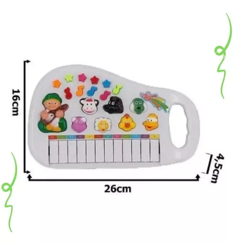 Piano Infantil Teclado Com Sons De Bicho Animais Fazendinha