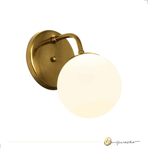 Arandela Drop Globo Branco 1x G9 Dourado