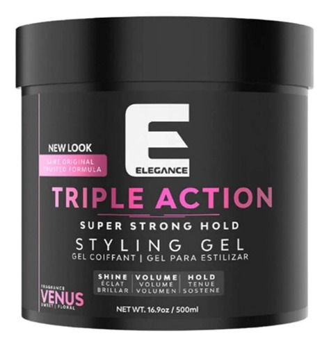 Gel Capilar Triple Acción Elegance Fijación Fuerte Venus 500