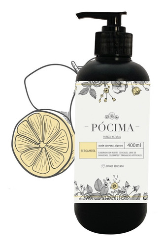 Jabón Líquido Pócima, Aceite Esencial Bergamota. 400ml