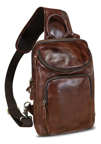 Bolso Cuero Genuino Para Senderismo Mochila Vintage Hecha L