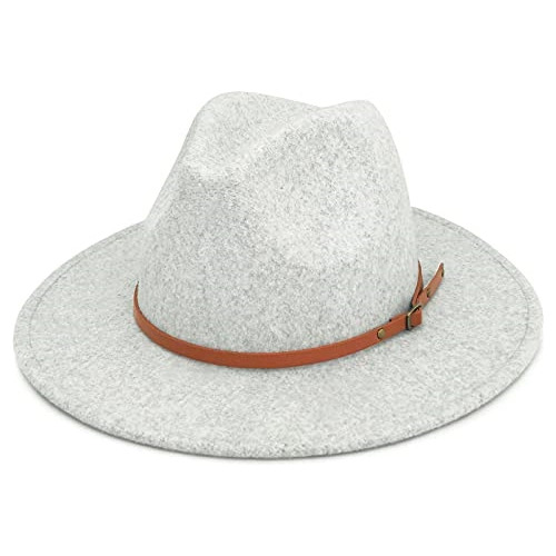 Sombrero Fedora De Lana De Ala Ancha Para Mujer