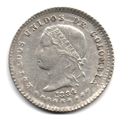 10 Centavos 1884/3 Bogotá Plata