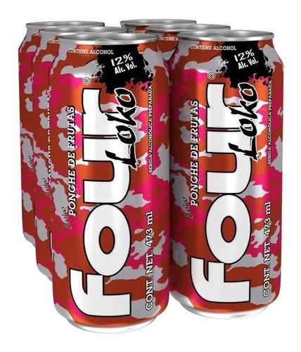 Four Loko X 6 Ponche De Frutas - mL a $37