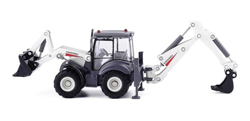 Modelo Tractor Pala Y Excavadora Metal 1/50. Vehículo Blanco