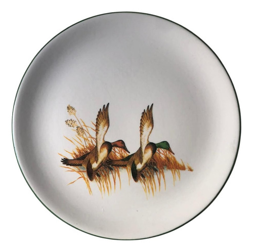 Plato Grande Decorado Con Patos Beige, Sienas Patos