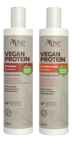 Kit Apse Vegan Protein Shampoo Condicionador Nutritivo 300ml