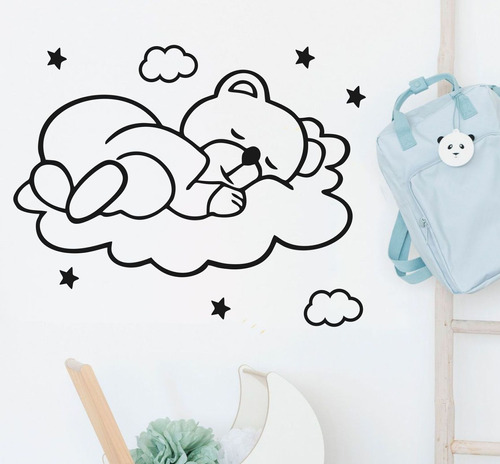 Vinilos Decorativos Infantiles Oso Grande Nube Dormilon Bebe