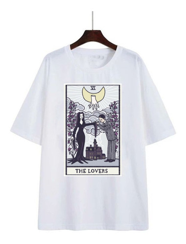 Remera Addams Homero Morticia Merlina Tarot Lovers Dark