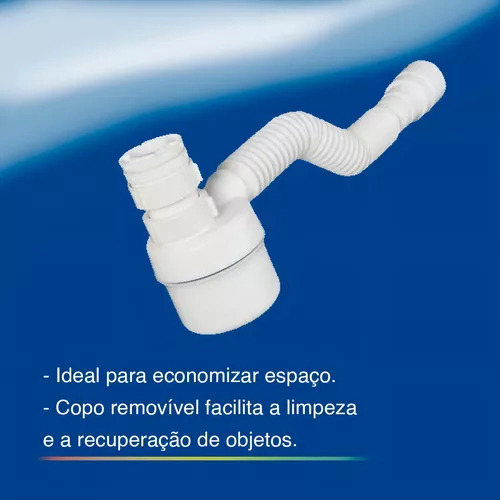 Sifão 10cm X 15cm Com Copo Universal Ajustável Cor Branco