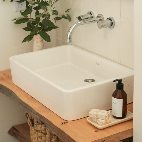 Bacha de baño de apoyar Ferrum Country Baja L16KF blanco 38.5cm x 59.5cm