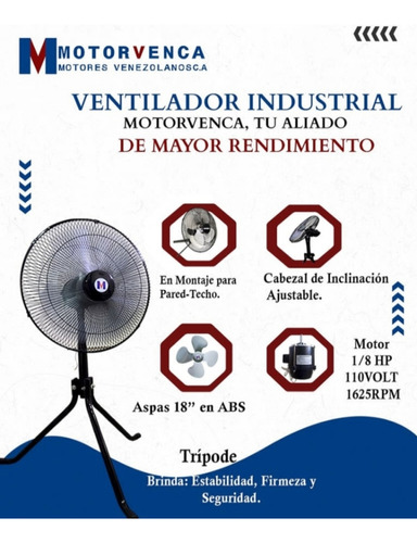 Ventilador Motorvenca 18  3 Velocidades 