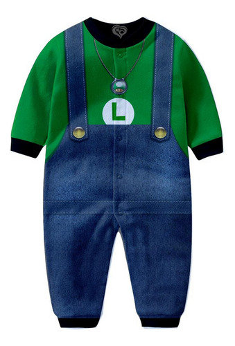 Macacão Pijama Luigi Infantil Super Mario
