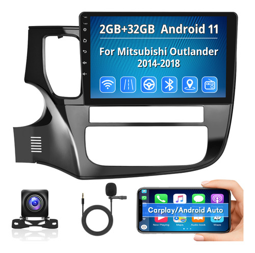 Autoestéreo Carplay Android 11 2+32g P/mitsubishi Outlander