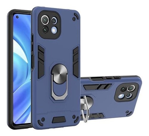 Funda Case Para Xiaomi Mi 11 Lite Con Anillo Metálico Azul