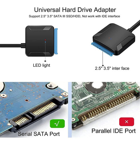 Imagen 10 de 10 de Cable Adaptador Sata 2.5 / 3.5 A Usb 3.0, Con Fuente, Hdd