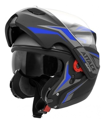 Capacete para moto  multi-modular Pro Tork Attack  HSA  preto e azul attack hsa tamanho 56 