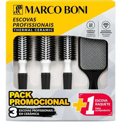 Kit 3 Escovas Thermal Ceramic Profissional Raquete Free Flex