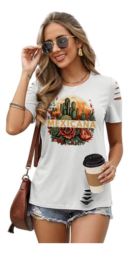 Blusa Mexicana Cut-out Moderno Manga Corta Septiembre