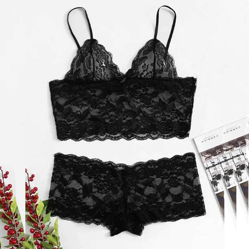 Cami De Encaje Para Mujer Con Conjunto De Pijama Corto De Le