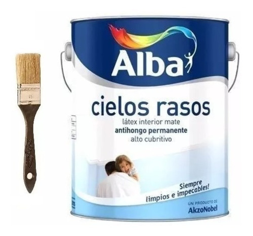 Combo Alba Latex Cielorraso Antihongos 4 Lts + Pincel