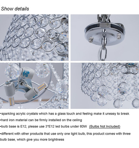 Lampara Araña Moderna Cristal 3 Luz Empotrada Techo 9.8