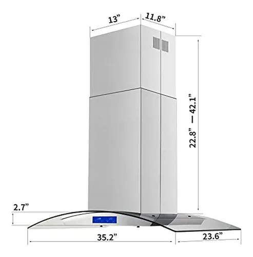 Campana Extractora De Isla De 36 De Acero Inoxidable 700cfm