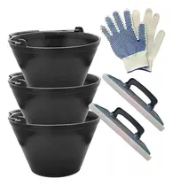 Comprar Combo 3 Baldes + 2 Fratachos 20 Y 30 Cm + 1 Par De Guantes