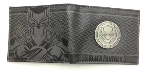 Billetera Black Panther Logo Metálico Sobre Relieve Premium