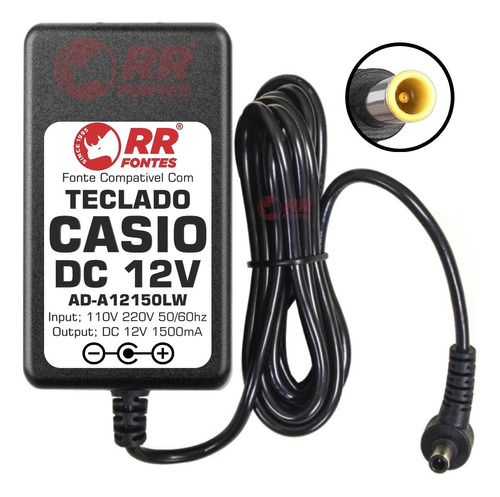 Fonte Carregador 12v Para Teclado Casio Ctk-7000 Ctk-7200