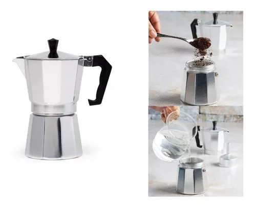 Cafetera de café expreso italiano, cafetera Greca italiana, 2 tazas de 3.4  fl oz, estufa de aluminio, café, uso en casa, oficina, regalo para amigos