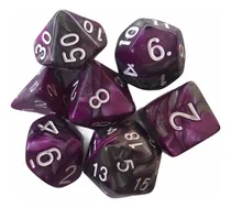 Comprar Set De 7 Dados Juegos De Rol - Gris Y Morado Marmoleado