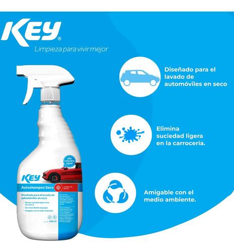 Kit De Automóviles Shampoo En Seco + Limpia Vidrios De 650ml