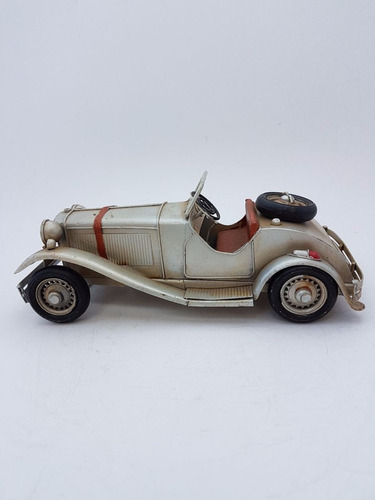 Auto Antiguo Inolvidable En Miniatura Plateado Chapa