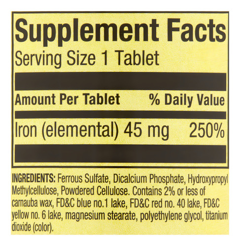 Spring Valley Hierro 45 Mg 30 Tabletas Sabor Sin Sabor puede reducir efectos secundarios gastrointestinales
