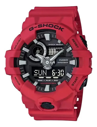 Casio G Shock - Reloj Casual De Cuarzo Para Hombre, Talla Ún Color de la correa Rojo Color del bisel Rojo Color del fondo Negro