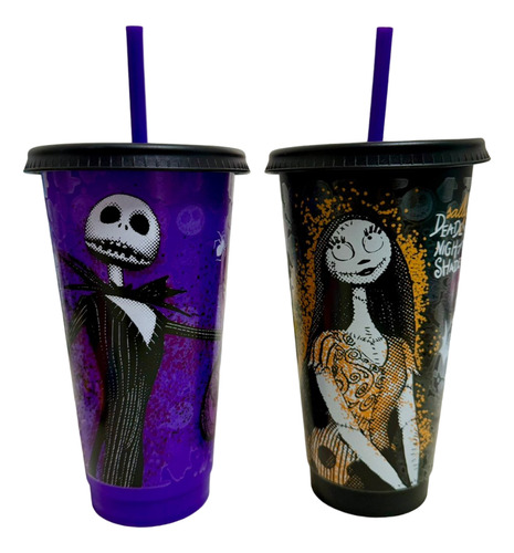 Termo Pack Vaso Con Popote Disney Jack Skellington 680 Ml Color Pack Disney