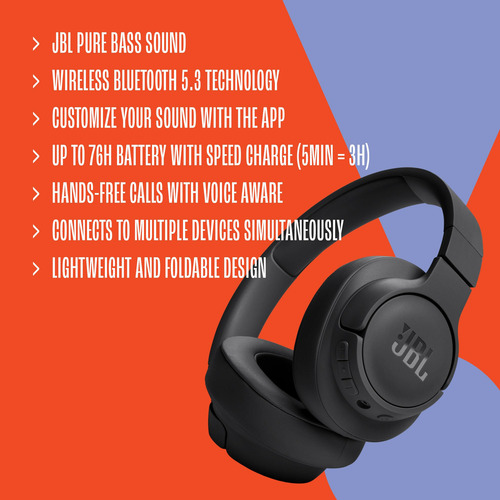 Auriculares Supraaurales Inalámbricos Jbl Tune 720bt Con Bat